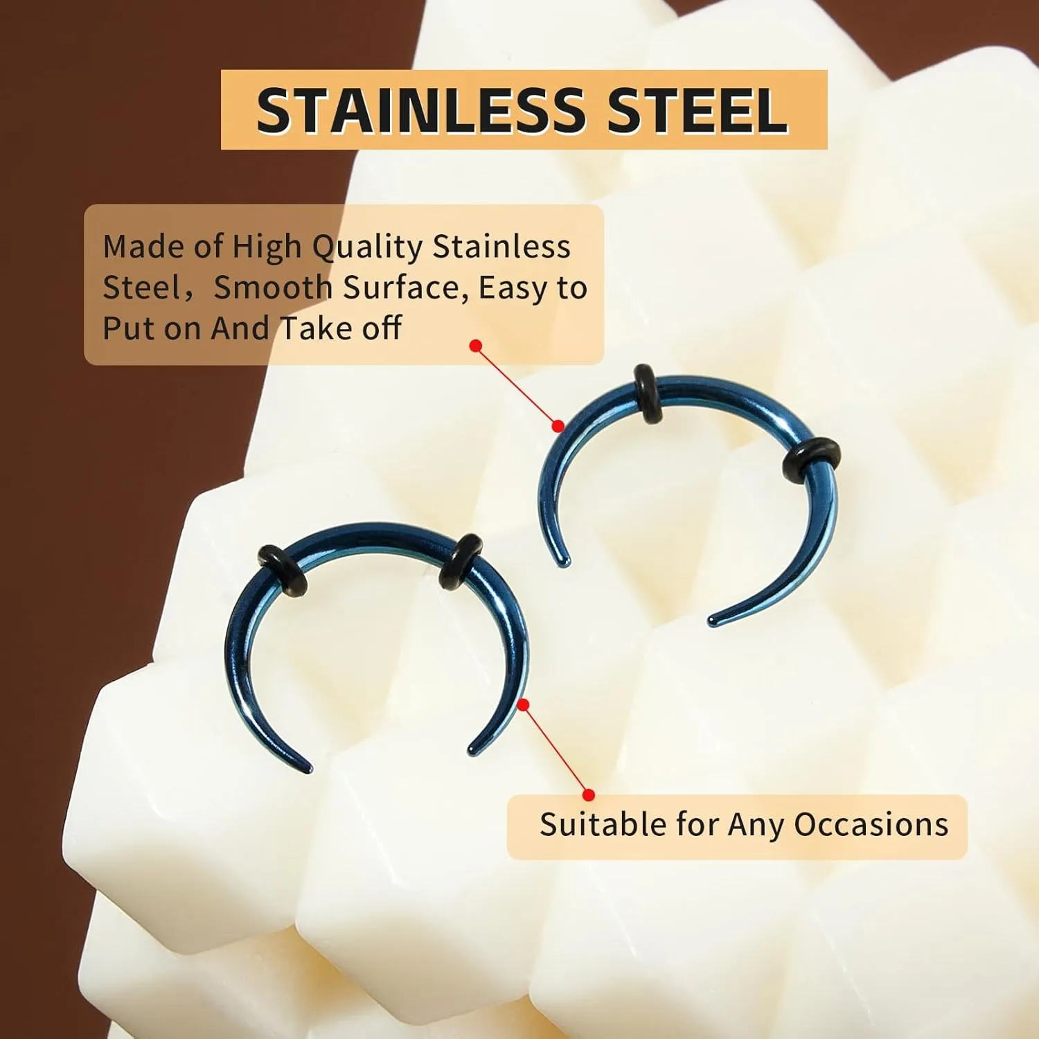 2/4 pcs Stainless Steel Nose Ear Rings Crescent Pincher Septum Taper Rings C Shape Buffalo Horseshoes Hoops Body Piercing Jewelry 10-18G