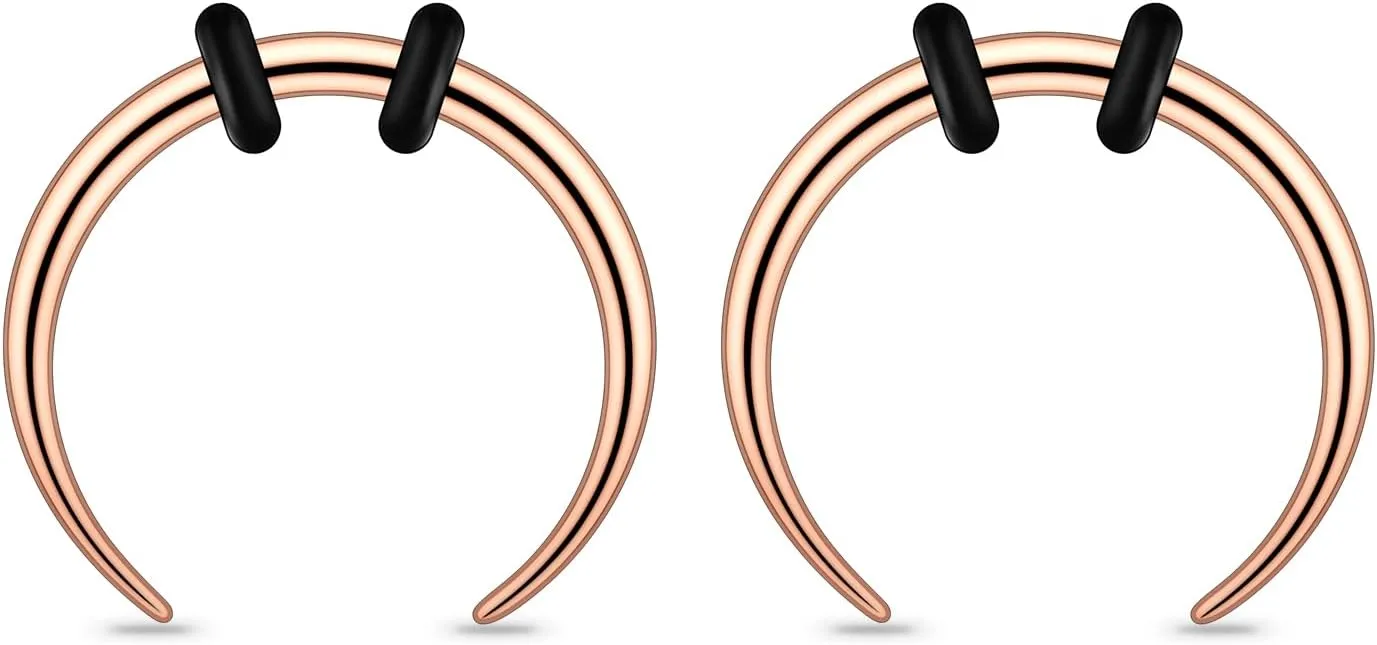 2/4 pcs Stainless Steel Nose Ear Rings Crescent Pincher Septum Taper Rings C Shape Buffalo Horseshoes Hoops Body Piercing Jewelry 10-18G