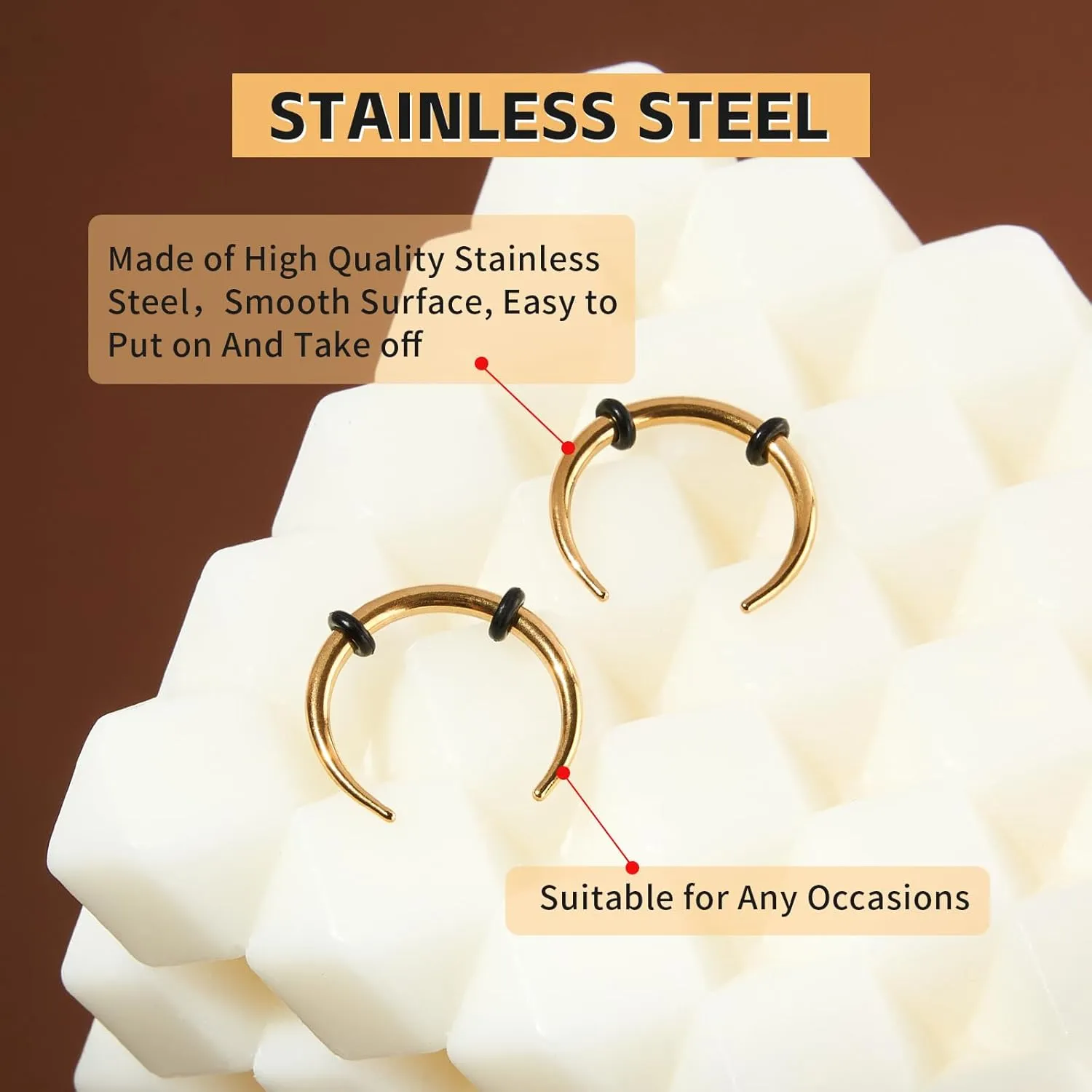 2/4 pcs Stainless Steel Nose Ear Rings Crescent Pincher Septum Taper Rings C Shape Buffalo Horseshoes Hoops Body Piercing Jewelry 10-18G