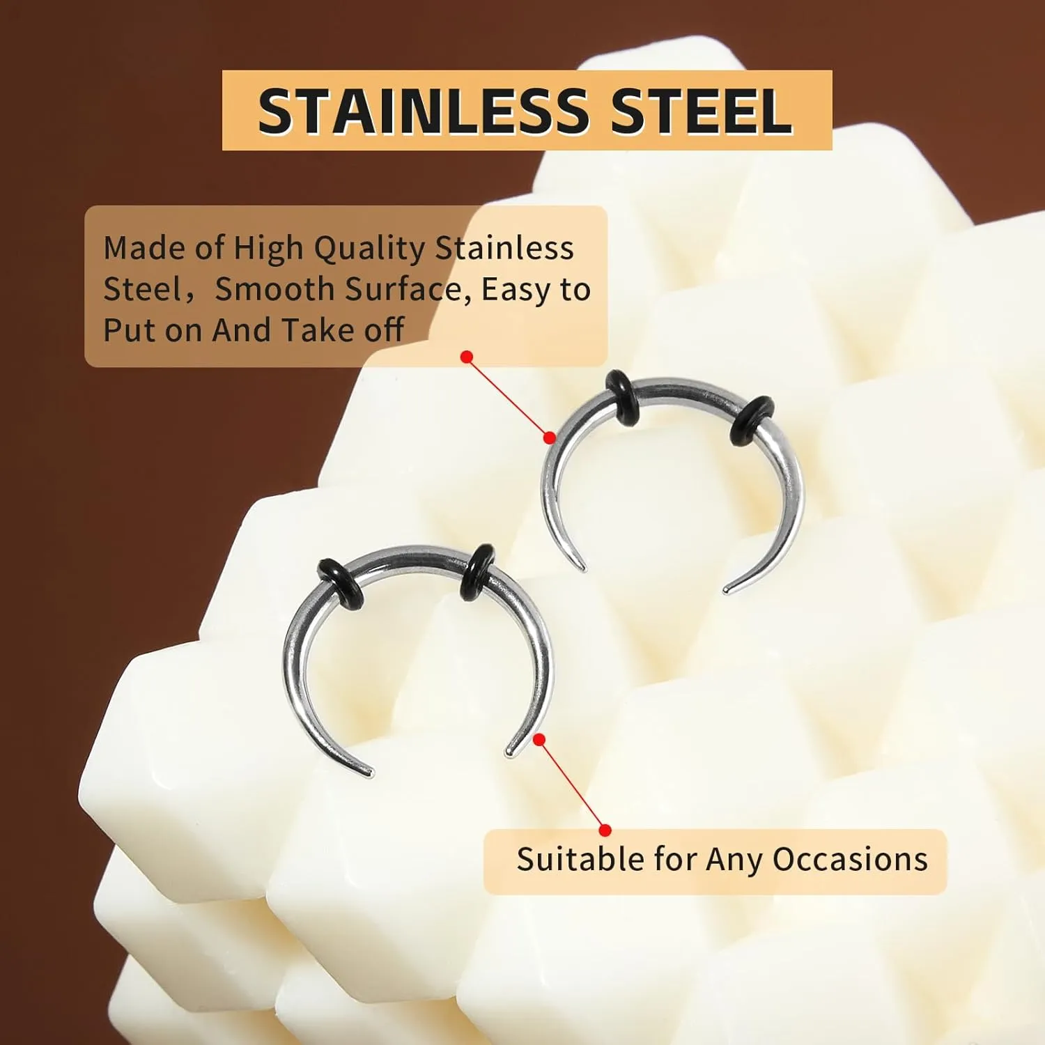 2/4 pcs Stainless Steel Nose Ear Rings Crescent Pincher Septum Taper Rings C Shape Buffalo Horseshoes Hoops Body Piercing Jewelry 10-18G