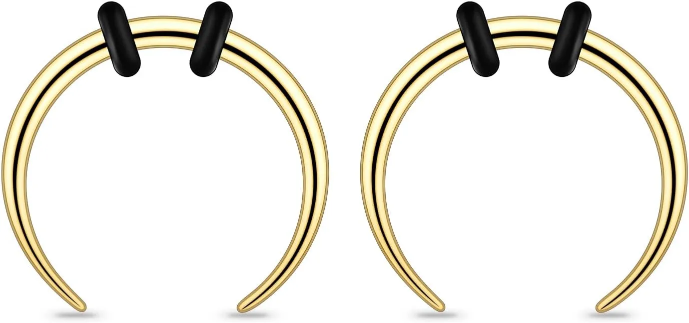2/4 pcs Stainless Steel Nose Ear Rings Crescent Pincher Septum Taper Rings C Shape Buffalo Horseshoes Hoops Body Piercing Jewelry 10-18G