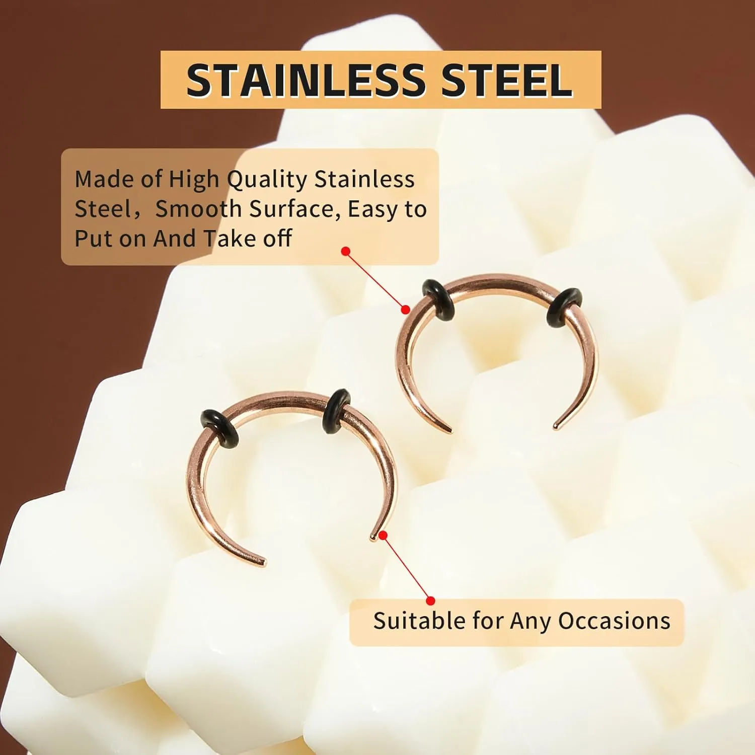 2/4 pcs Stainless Steel Nose Ear Rings Crescent Pincher Septum Taper Rings C Shape Buffalo Horseshoes Hoops Body Piercing Jewelry 10-18G