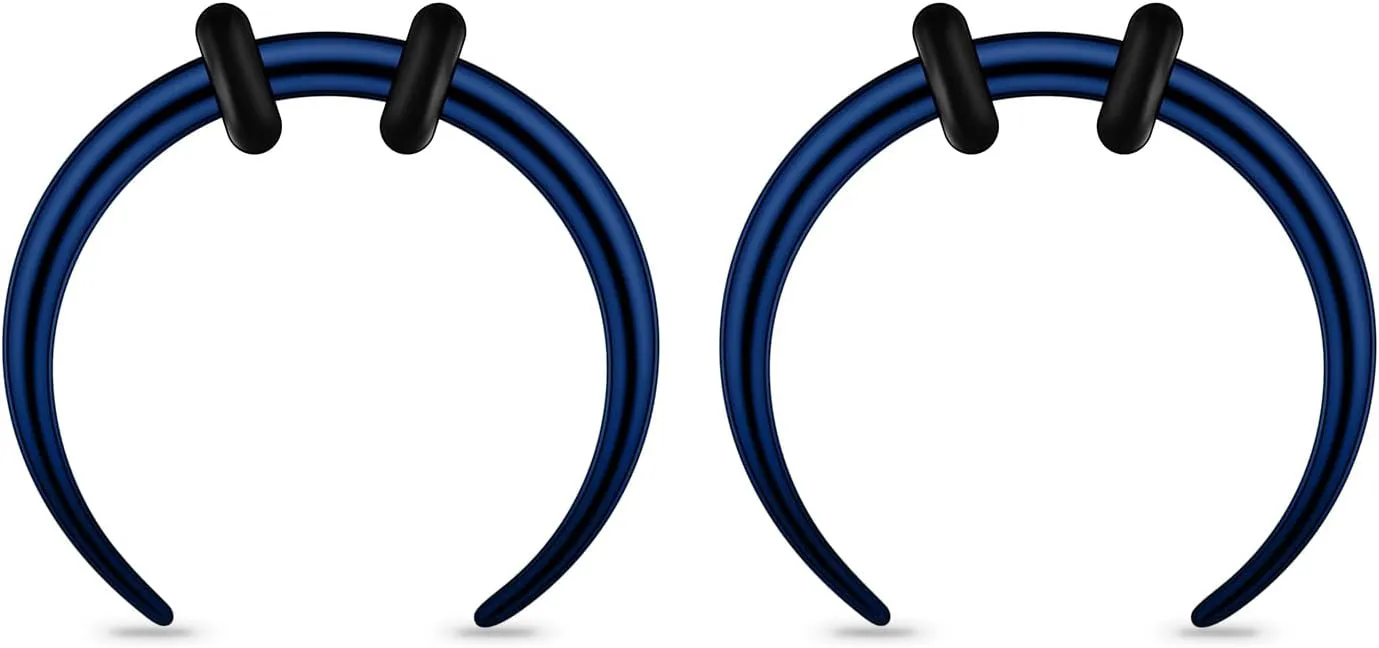 2/4 pcs Stainless Steel Nose Ear Rings Crescent Pincher Septum Taper Rings C Shape Buffalo Horseshoes Hoops Body Piercing Jewelry 10-18G