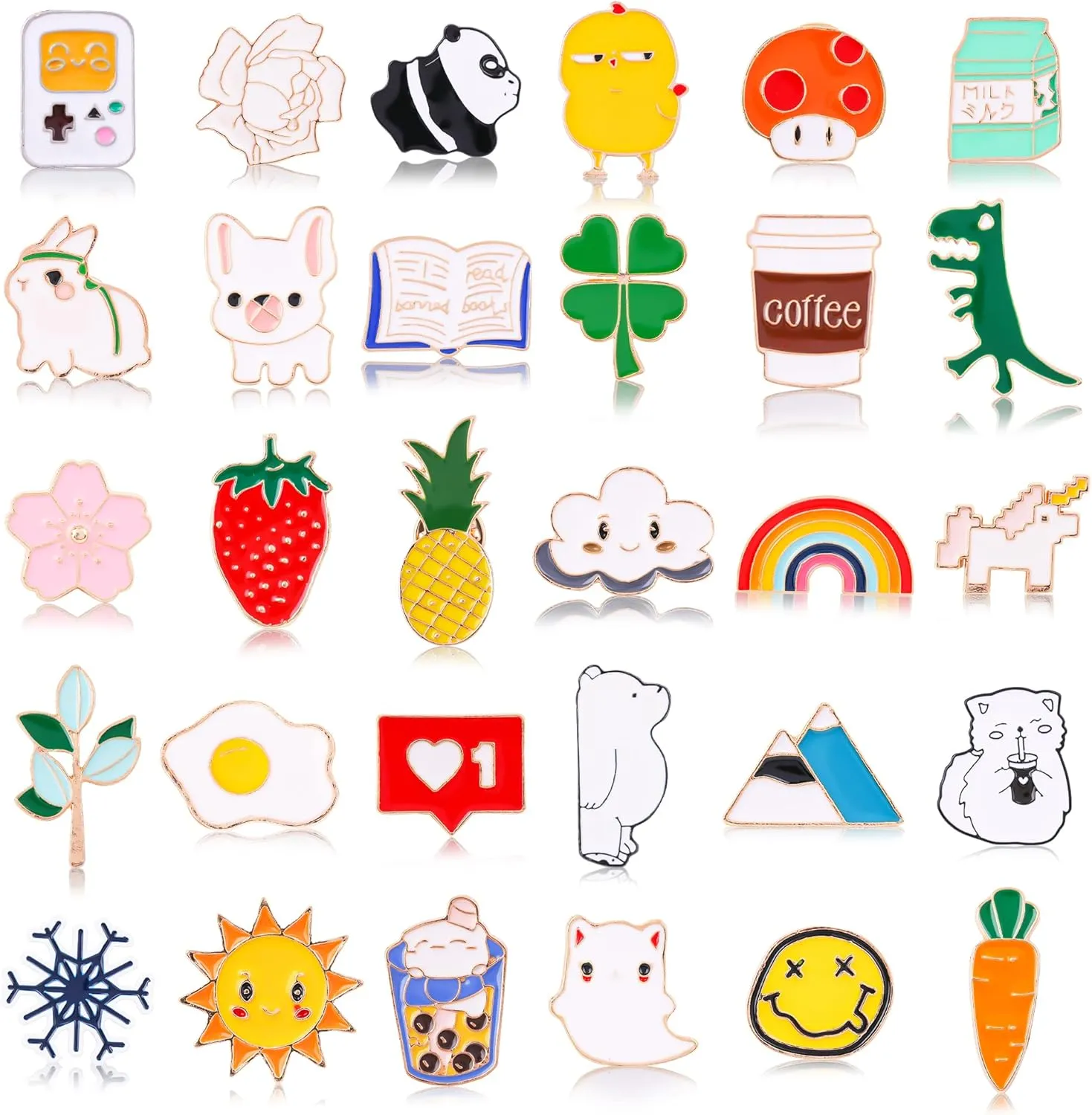 30 Pieces Cute Enamel Backpack Pins, Funny Enamel Brooch Bulk Set, Cartoon Enamel Lapel Pins, Kawaii Button Pins for Backpacks Bags Hats Clothes Decoration