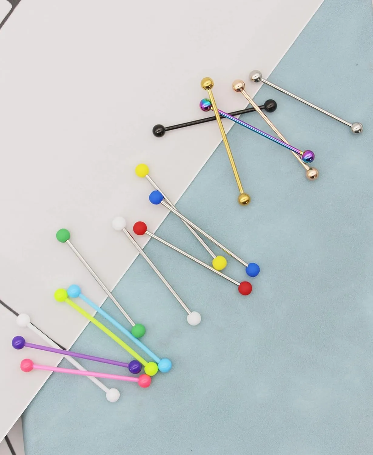 30Pcs 14G Stainless Steel Industrial Barbell Earrings for Women Men Cartilage Helix Body Piercing Jewelry 38mm 1&1/2 Inch Piercing Bar