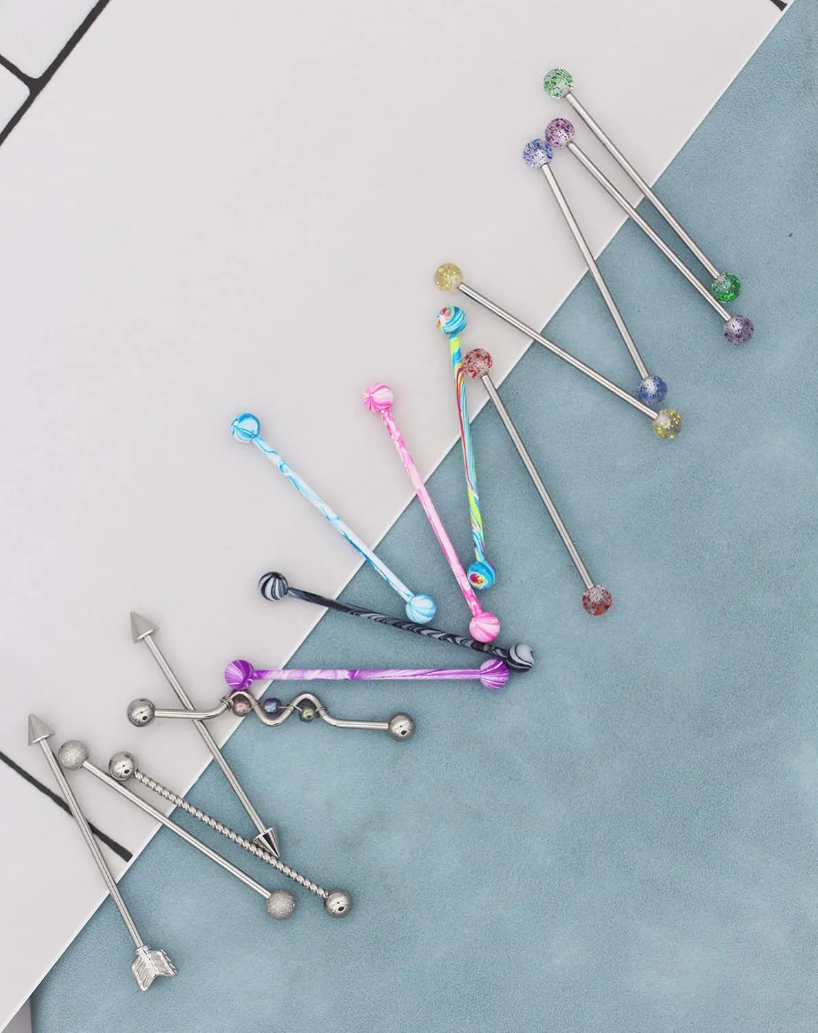 30Pcs 14G Stainless Steel Industrial Barbell Earrings for Women Men Cartilage Helix Body Piercing Jewelry 38mm 1&1/2 Inch Piercing Bar