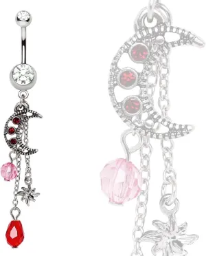 316L Stainless Steel Sun & Moon Dangle WildKlass Navel Ring