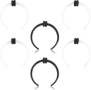 3Pairs Septum Rings Acrylic C Shape Nose Rings Pincher Taper Septum Piercing Nose Earring Ring with Black O-Rings for Women Men 16G