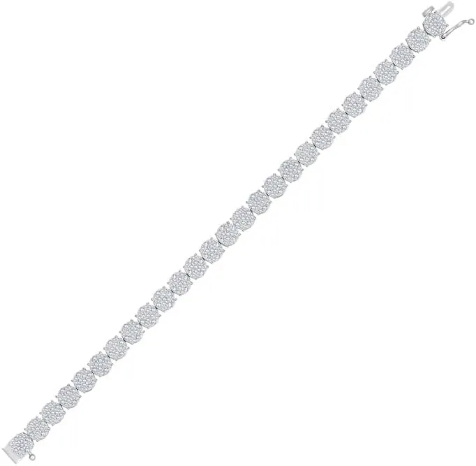 4 Carat Round-Shape Natural Cluster Diamond Bracelet | 14K White and Yellow Gold Composite Bracelet 7 Inch | I-J Color and I3 Clarity