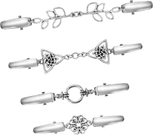 4pcs Shirt Clips for Women Silver Sweater Clips Dress Clips Back Cinch Vintage Retro Cardigan Clip Cloak Clasp Shawl Pin Clothing Dress Shirt Shawl Coat