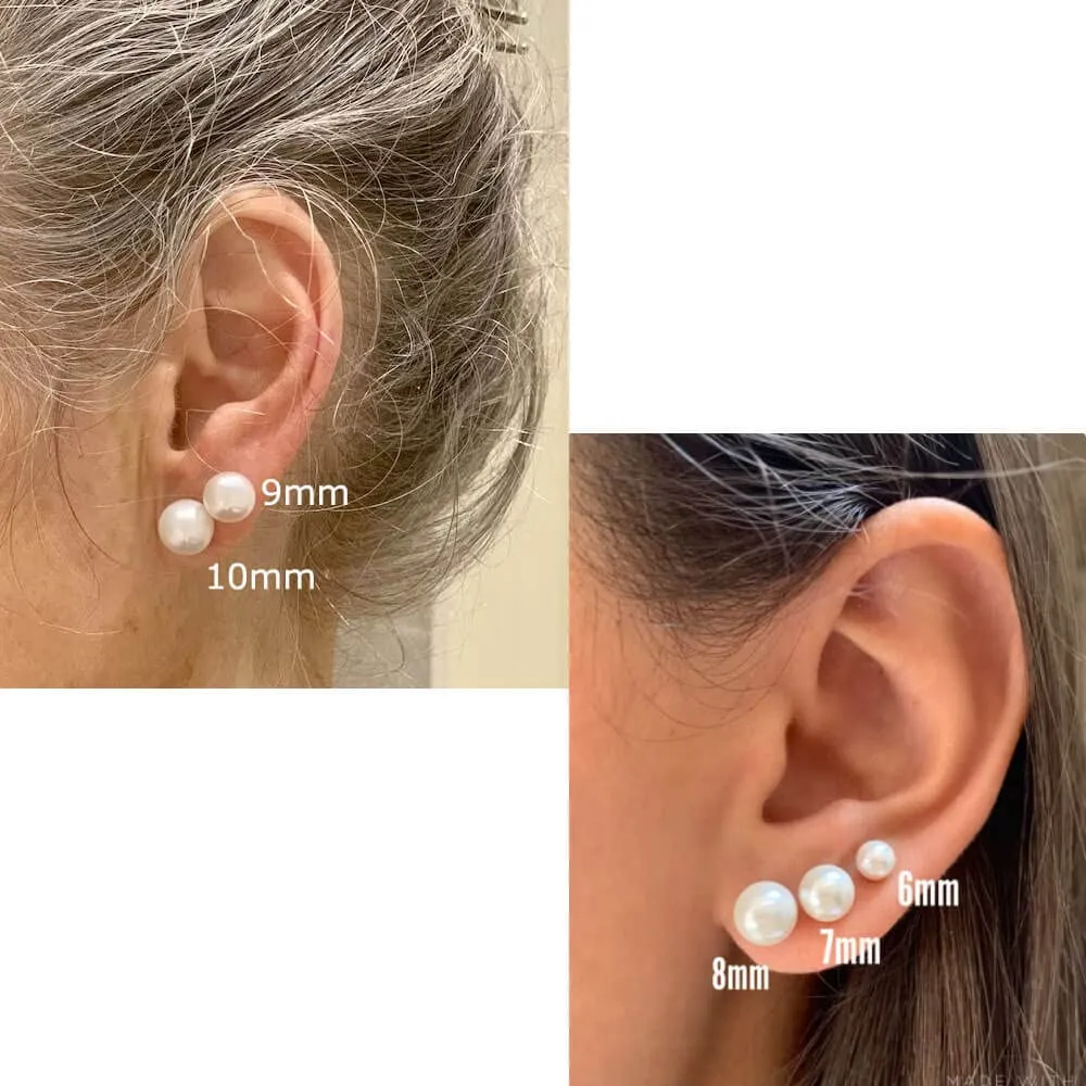 8mm Pearl Stud Earrings for Women,Flat Screw Back Pearl Cartilage Helix Earrings 316L Surgical Steel Piercing Jewelry Gift Hypoallergenic(8mm,Silver)