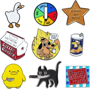 9 Funny Enamel Pins Backpack Cute Cool Hat Pin Set for Flap Backpack Jacket Coat Hat, Unique Cool Pins are a must-have gift for girls and boysFashion Jewelry Accessories