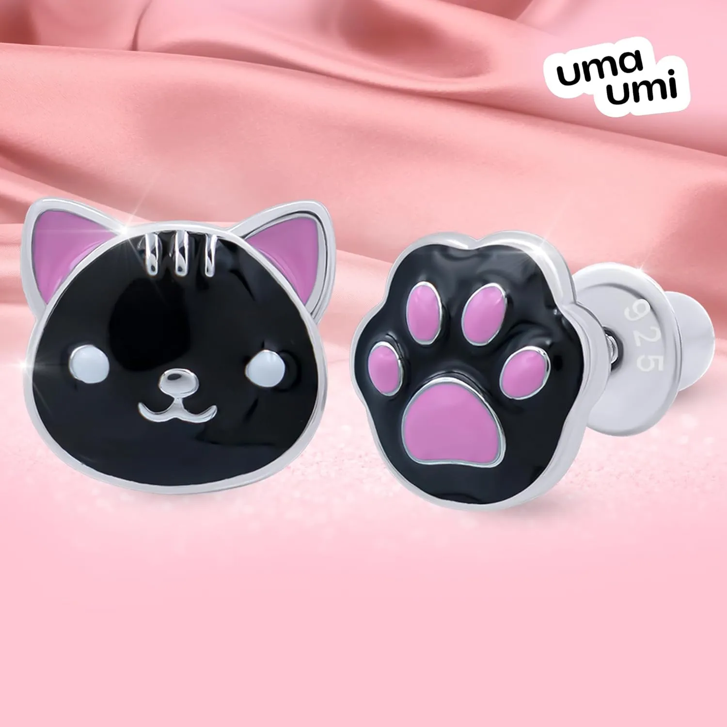 925 Heart Butterfly Star Unicorn Rainbow Cat Daisy Ladybug Dog Bunny Dance Birt Fox Angel Cloud Banana Tiger Animal Donut Stud Earrings for Baby Girls Kids 925 Sterling Silver Hypoallergenic Rhodium