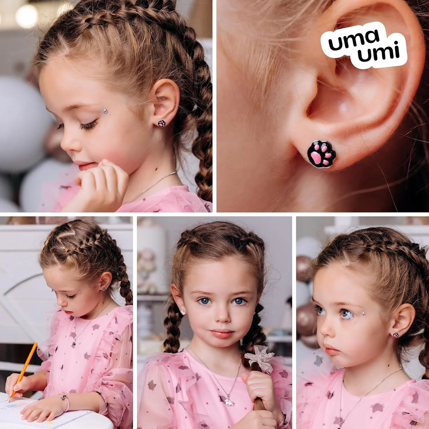 925 Heart Butterfly Star Unicorn Rainbow Cat Daisy Ladybug Dog Bunny Dance Birt Fox Angel Cloud Banana Tiger Animal Donut Stud Earrings for Baby Girls Kids 925 Sterling Silver Hypoallergenic Rhodium