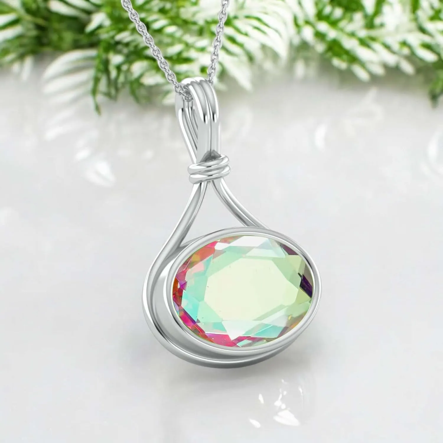 925 Sterling Silver boho handmade designer oval shape angel aura quartz stone Pendant Necklace For Women Girls Gift Solitaire Pendant Christmas Gift
