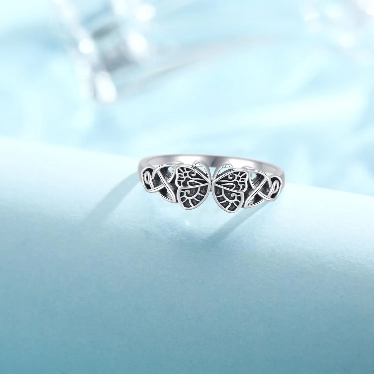 925 Sterling Silver Butterfly Rings/Butterfly Urn Rings for Ashes Celtic Knot Butterfly Ring Jewelry Gift for Women
