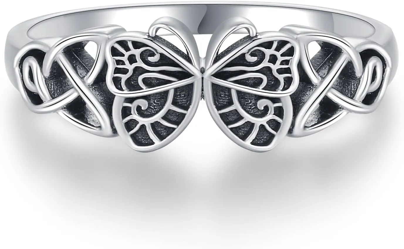 925 Sterling Silver Butterfly Rings/Butterfly Urn Rings for Ashes Celtic Knot Butterfly Ring Jewelry Gift for Women