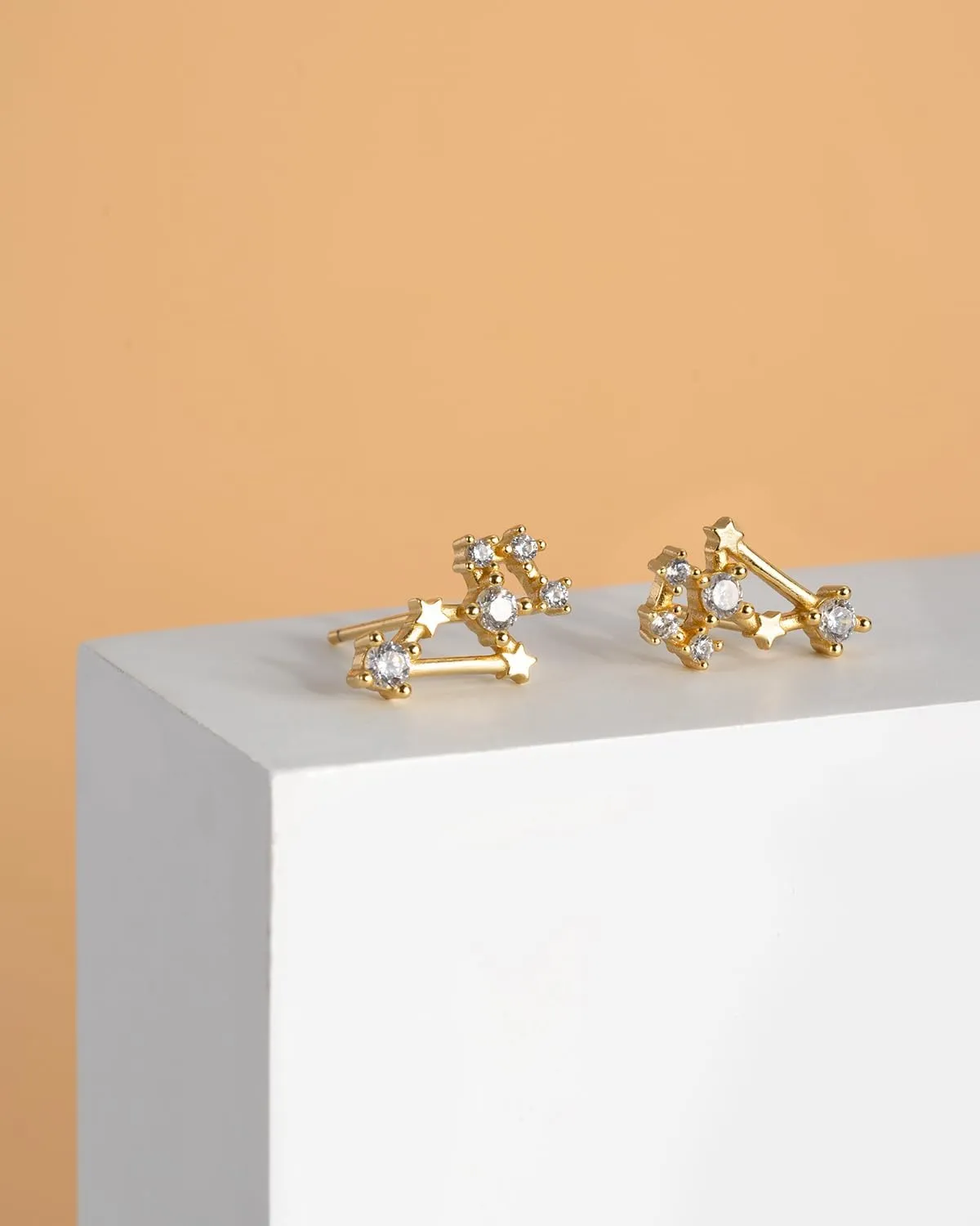 925 Sterling Silver Constellation Post Earrings for Women, 18K Gold Plated Zodiac Stud Earrings, Personalized Horoscope Celestial Jewelry Birthday Christmas Gifts for Women Wife Girlfriend