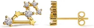 925 Sterling Silver Constellation Post Earrings for Women, 18K Gold Plated Zodiac Stud Earrings, Personalized Horoscope Celestial Jewelry Birthday Christmas Gifts for Women Wife Girlfriend