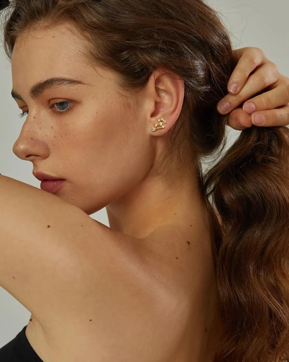 925 Sterling Silver Constellation Post Earrings for Women, 18K Gold Plated Zodiac Stud Earrings, Personalized Horoscope Celestial Jewelry Birthday Christmas Gifts for Women Wife Girlfriend