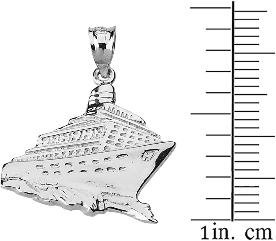 925 Sterling Silver Cruise Ship Ocean Liner Pendant Necklace