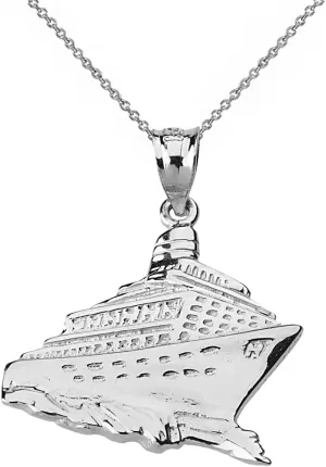 925 Sterling Silver Cruise Ship Ocean Liner Pendant Necklace