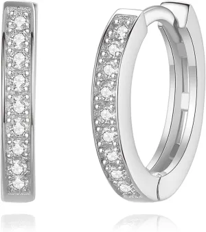 925 Sterling Silver Cubic Zirconia Huggie Hoop Earrings
