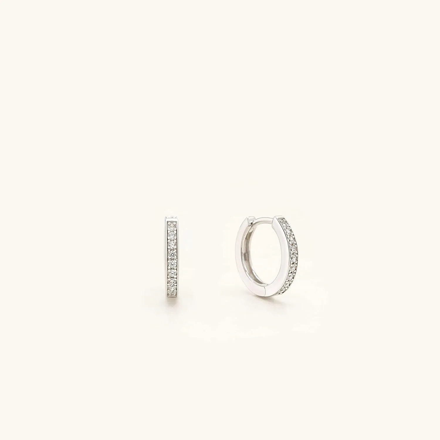 925 Sterling Silver Cubic Zirconia Huggie Hoop Earrings