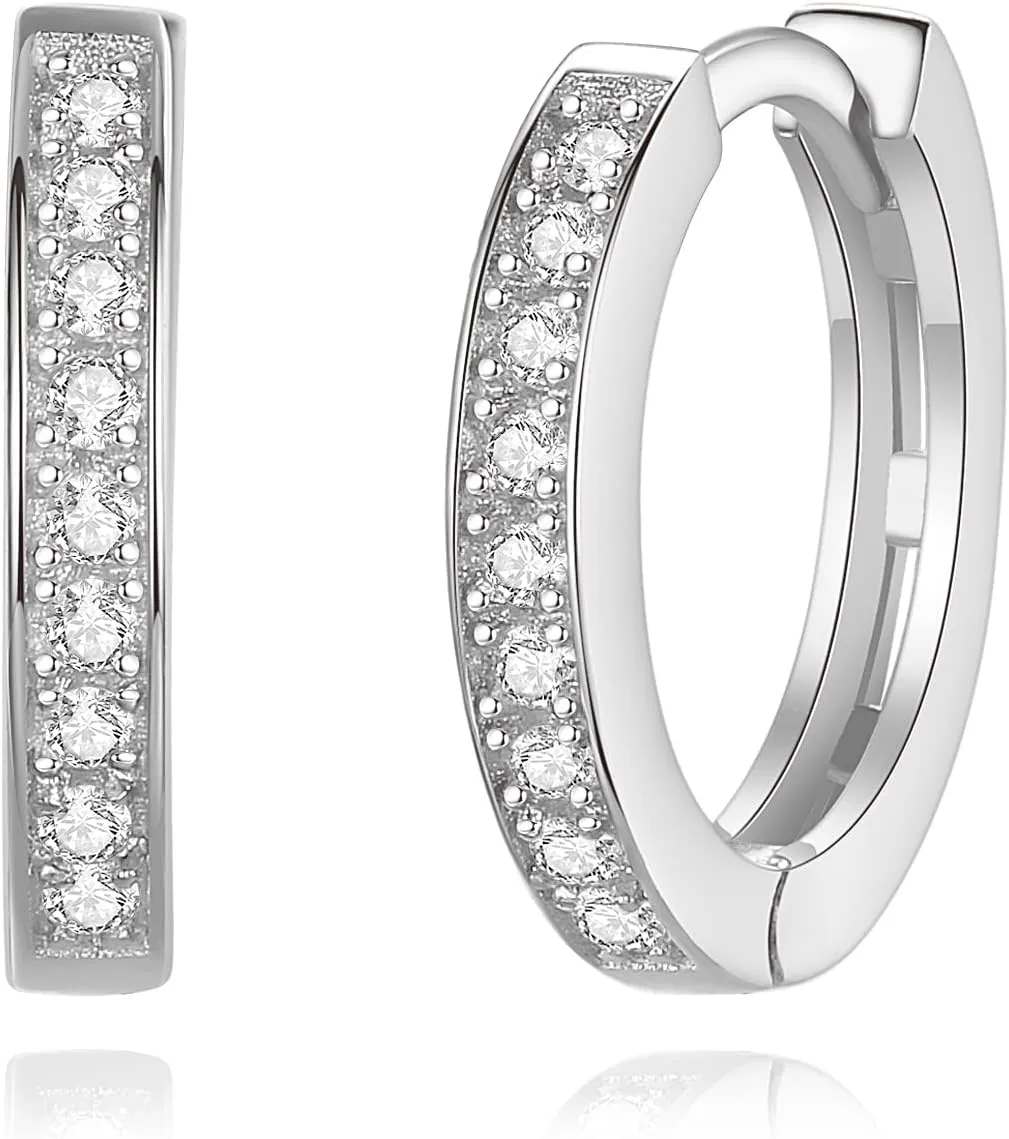 925 Sterling Silver Cubic Zirconia Huggie Hoop Earrings