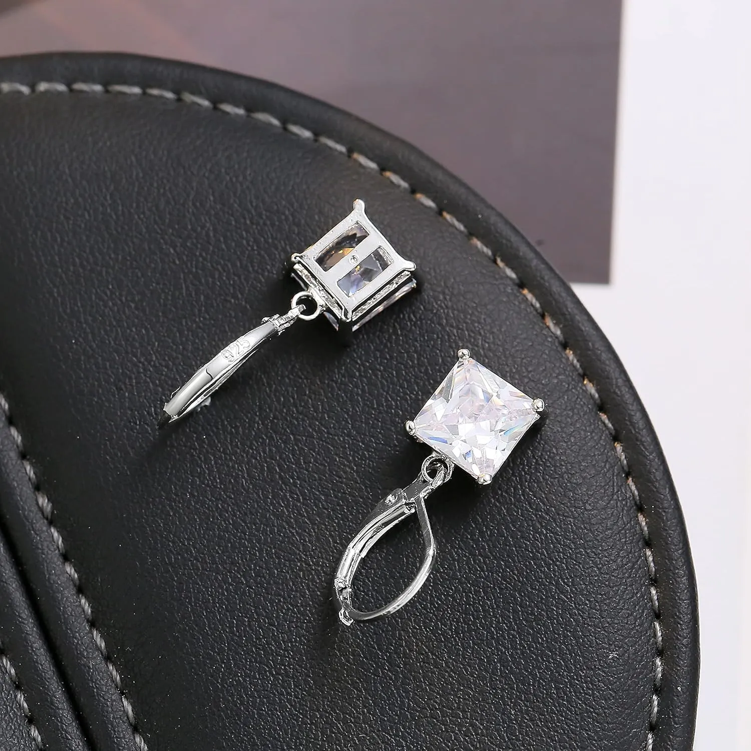 925 Sterling Silver Dangle Earrings for Women Princess Teardrop 5A Cubic Zirconia Hypoallergenic Dangling Earrings for Wedding