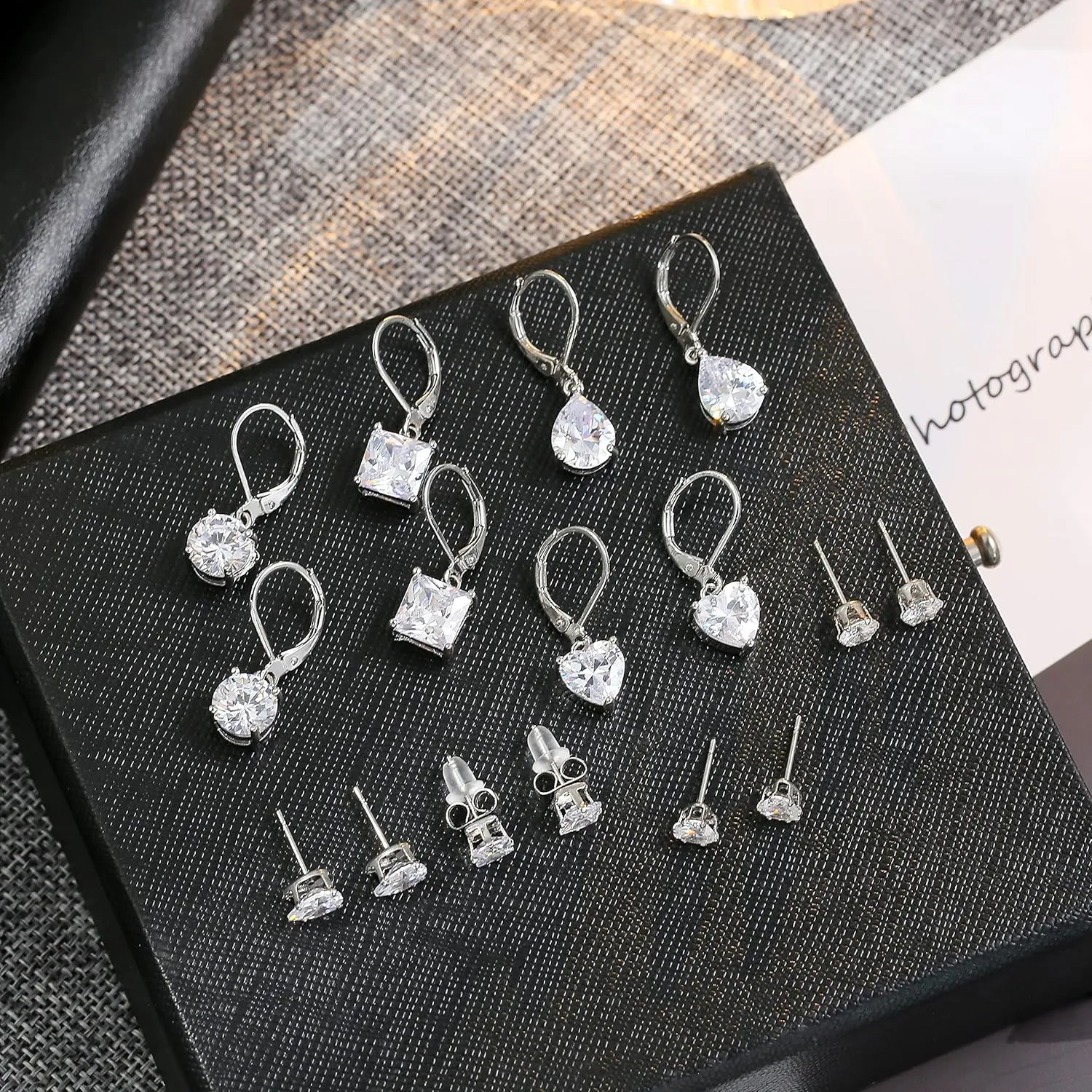925 Sterling Silver Dangle Earrings for Women Princess Teardrop 5A Cubic Zirconia Hypoallergenic Dangling Earrings for Wedding