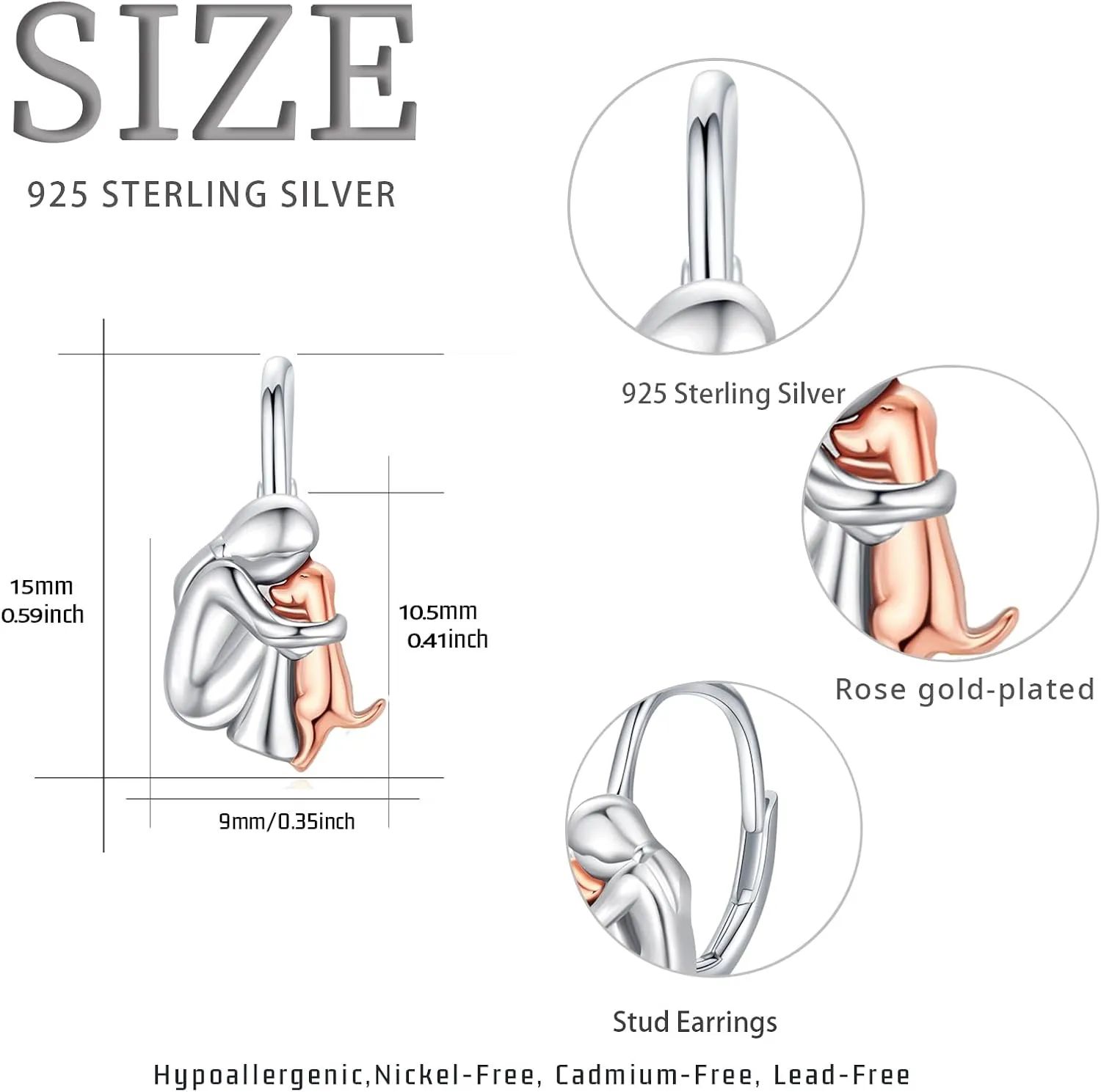 925 Sterling Silver Dog Earrings Cute Animal Puppy Stud Earrings Dog Jewelry Gifts for Women Girls Pet Lover Hypoallergenic Earrings for Sensitive Ears