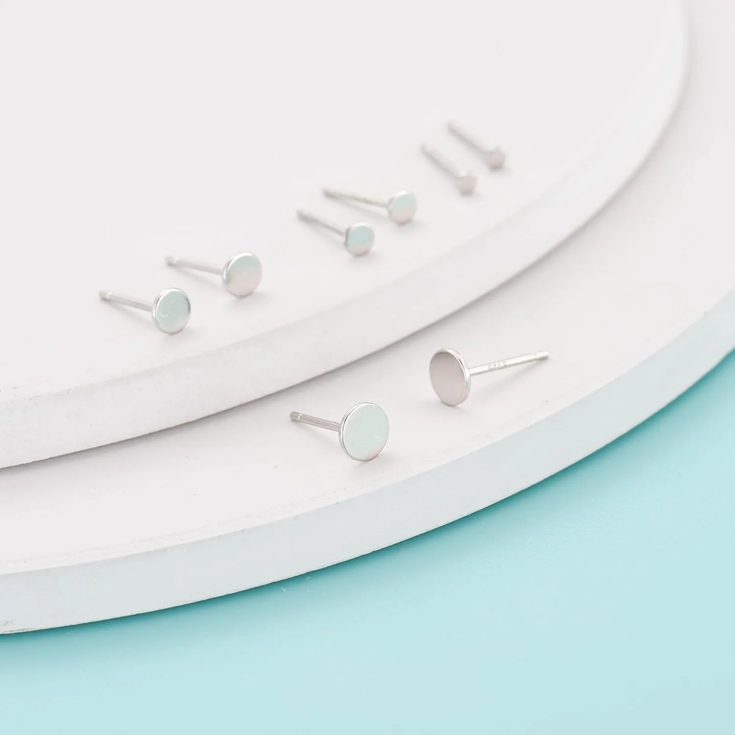 925 Sterling Silver Dot Stud Earrings | Small Simple Round Disc Stud Earrings | Tiny Flat Circle Hypoallergenic Cartilage Tragus Piercing Earrings Gifts for Women Men 2mm 3mm 4mm 5mm