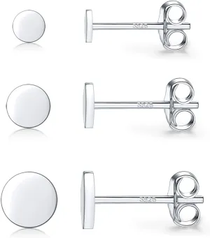 925 Sterling Silver Dot Stud Earrings | Small Simple Round Disc Stud Earrings | Tiny Flat Circle Hypoallergenic Cartilage Tragus Piercing Earrings Gifts for Women Men 2mm 3mm 4mm 5mm