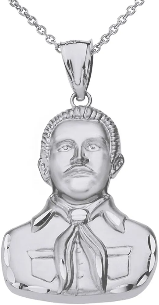 .925 Sterling Silver Jesus Malverde Portrait Pendant - Choose Pendant Only or Necklace with 16-22 Chain