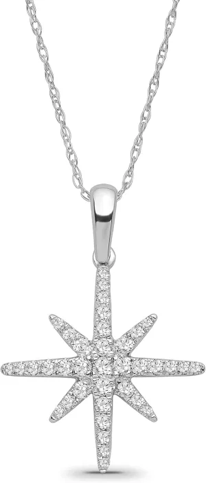 925 Sterling Silver Round-shape Diamond Pendant With Rope Chain Necklace (1/3 cttw, I-J Color, I2-I3 Clarity) 18"