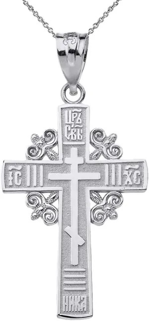 925 Sterling Silver Russian Orthodox IC XC NIKA Cross Pendant Necklace