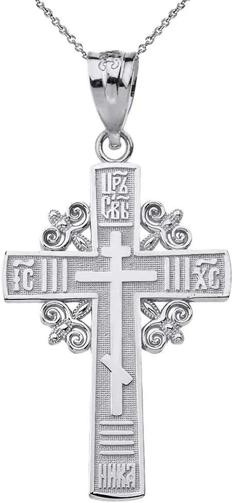 925 Sterling Silver Russian Orthodox IC XC NIKA Cross Pendant Necklace
