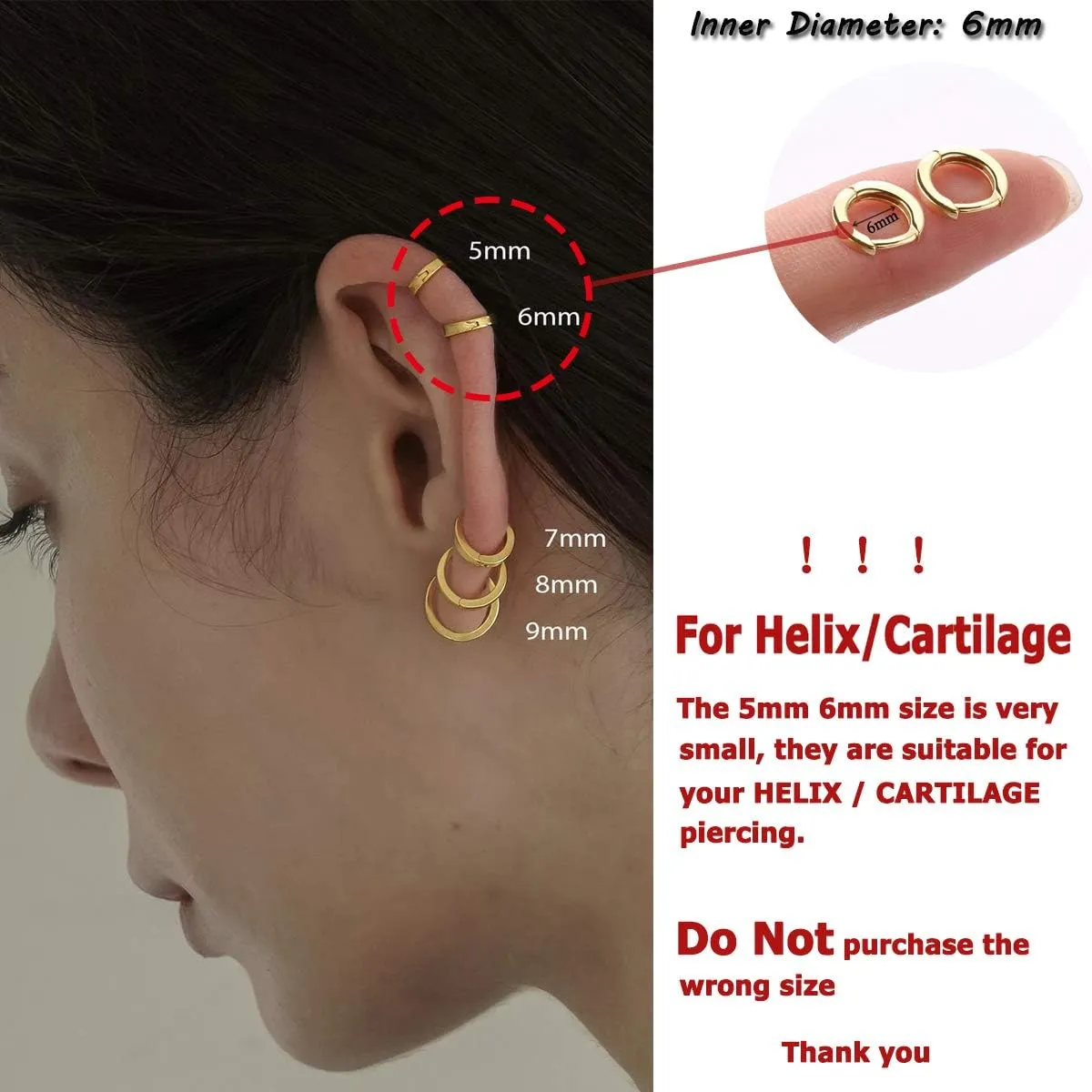 925 Sterling Silver Small Gold Hoop Earrings for Women Girls 14K Gold Huggie Earrings Tiny Hypoallergenic Cartilage Earrings Hoops