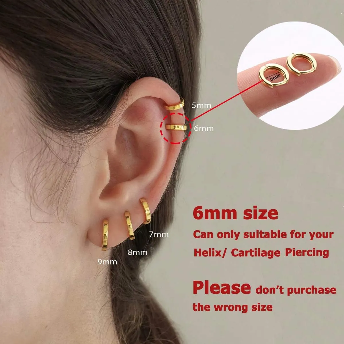 925 Sterling Silver Small Gold Hoop Earrings for Women Girls 14K Gold Huggie Earrings Tiny Hypoallergenic Cartilage Earrings Hoops