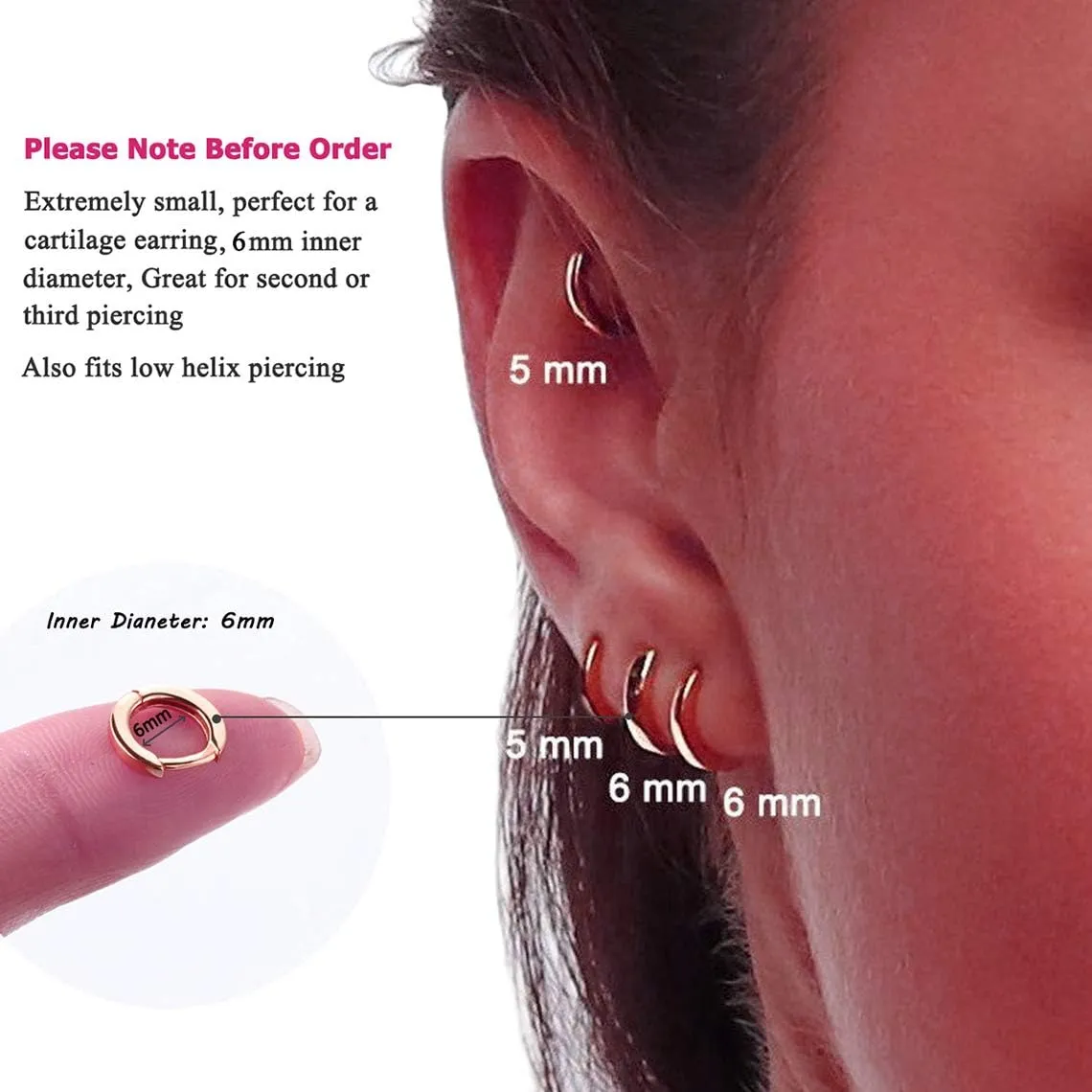 925 Sterling Silver Small Gold Hoop Earrings for Women Girls 14K Gold Huggie Earrings Tiny Hypoallergenic Cartilage Earrings Hoops