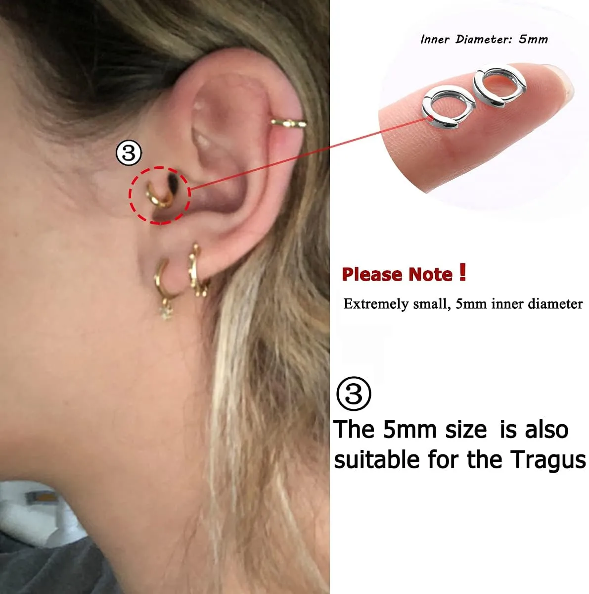 925 Sterling Silver Small Gold Hoop Earrings for Women Girls 14K Gold Huggie Earrings Tiny Hypoallergenic Cartilage Earrings Hoops
