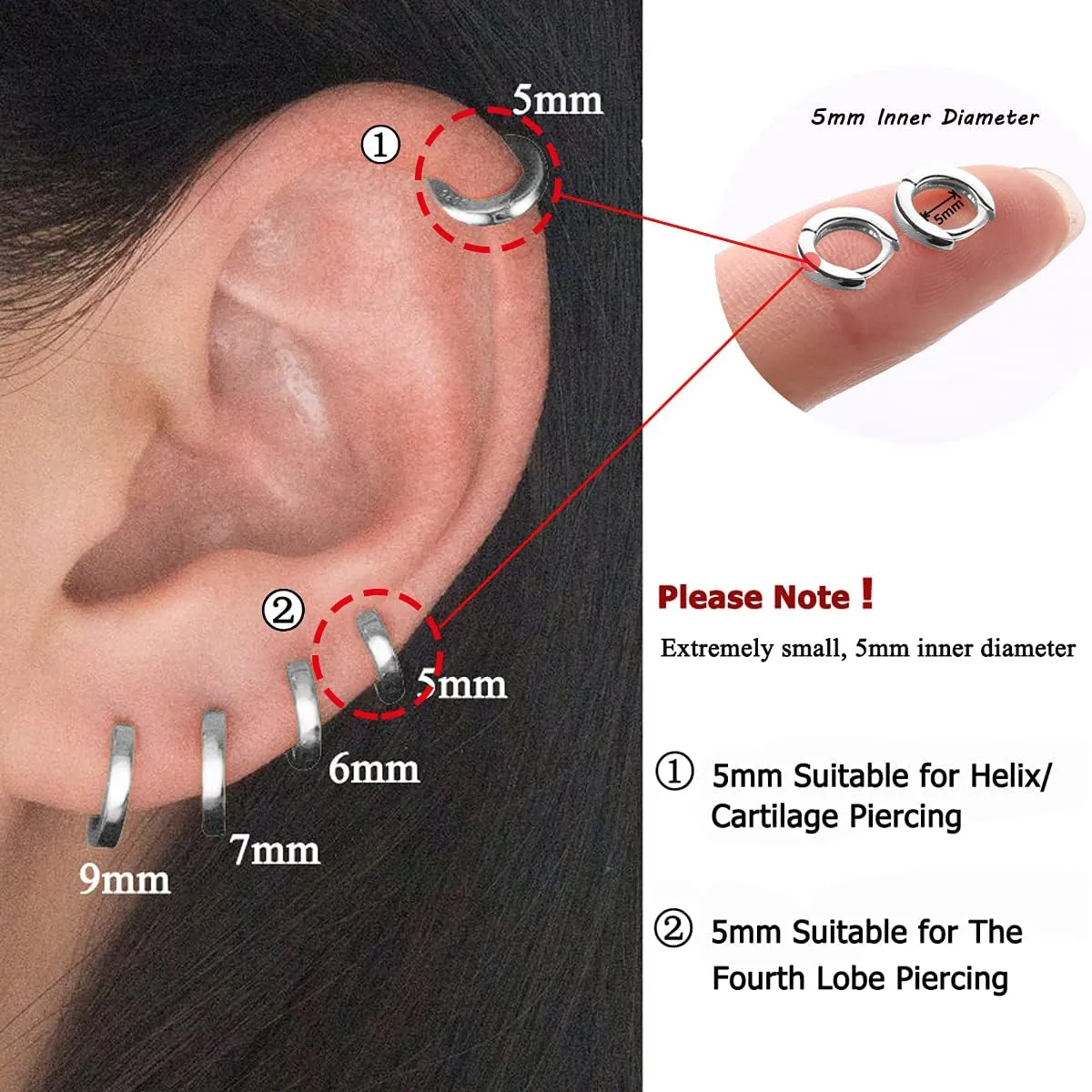 925 Sterling Silver Small Gold Hoop Earrings for Women Girls 14K Gold Huggie Earrings Tiny Hypoallergenic Cartilage Earrings Hoops