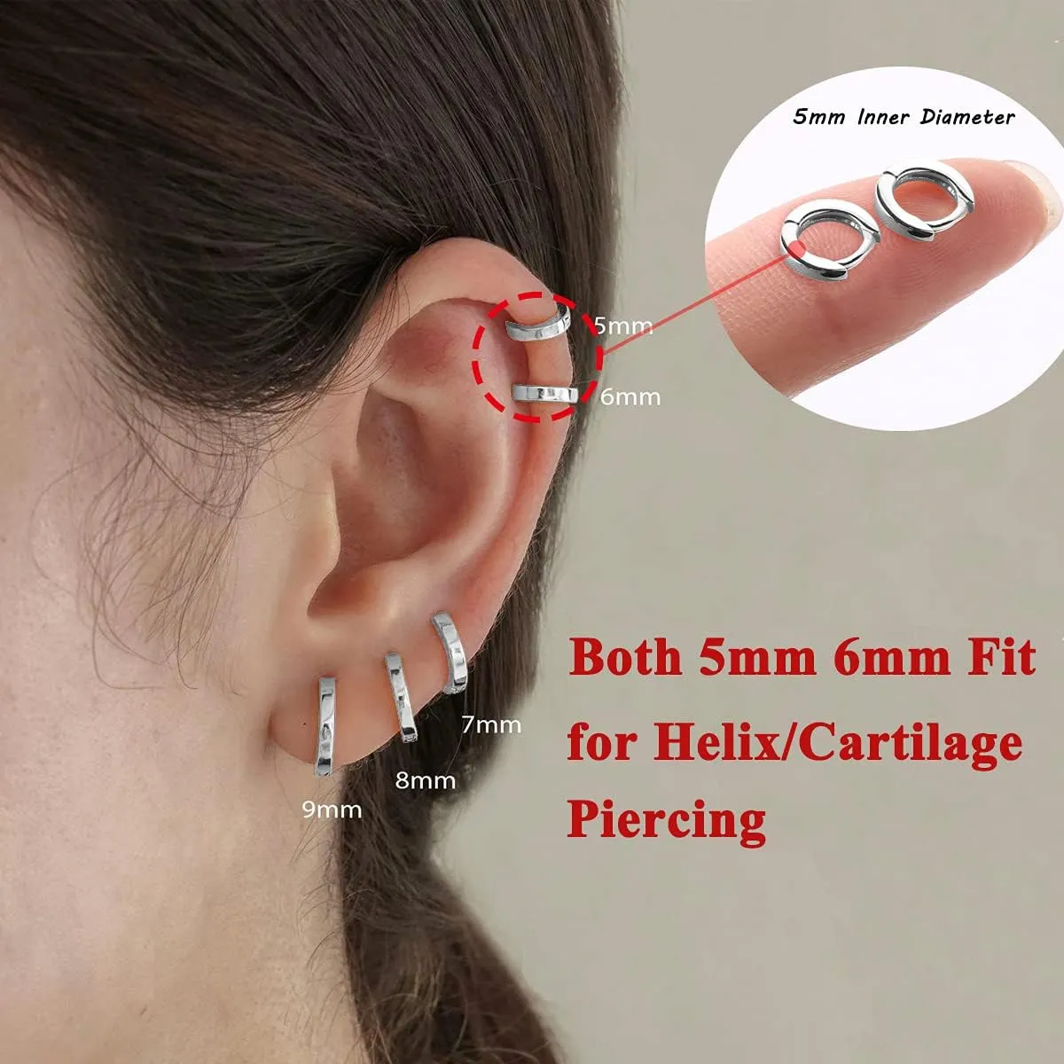 925 Sterling Silver Small Gold Hoop Earrings for Women Girls 14K Gold Huggie Earrings Tiny Hypoallergenic Cartilage Earrings Hoops