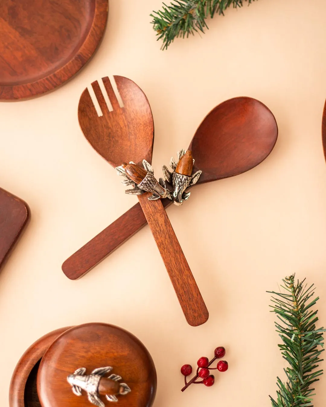 Acorn Salad Server Set