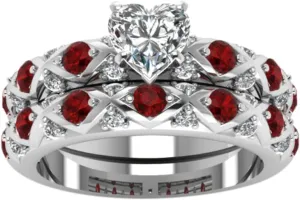 Adjustable Rings for Women and Peach Pattern Full Diamonds Zircon Ring European American Couple Micro-Inlaid Diamonds Heart Inlaid Rings Stainless Steel Stacking Rings (RED, 6)