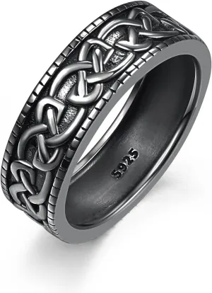 ADMETUS 925 Sterling Silver Celtic Knot Ring Wedding Band Rings for Men Celtic Jewelry Gifts for Men Rings Size 5-15