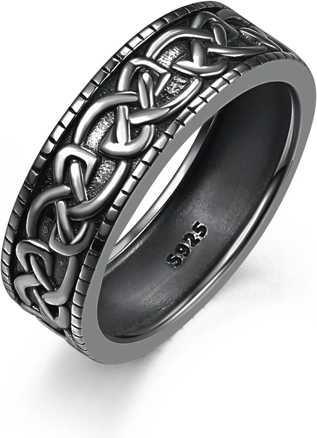 ADMETUS 925 Sterling Silver Celtic Knot Ring Wedding Band Rings for Men Celtic Jewelry Gifts for Men Rings Size 5-15