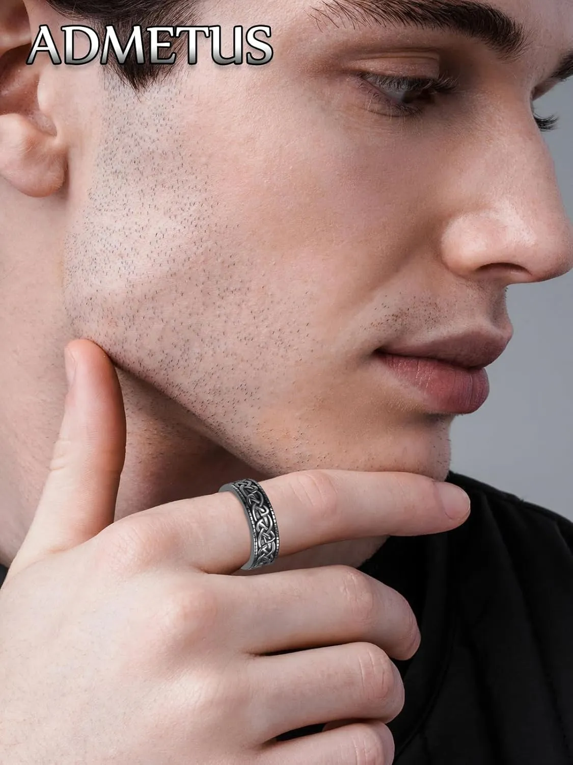 ADMETUS 925 Sterling Silver Celtic Knot Ring Wedding Band Rings for Men Celtic Jewelry Gifts for Men Rings Size 5-15