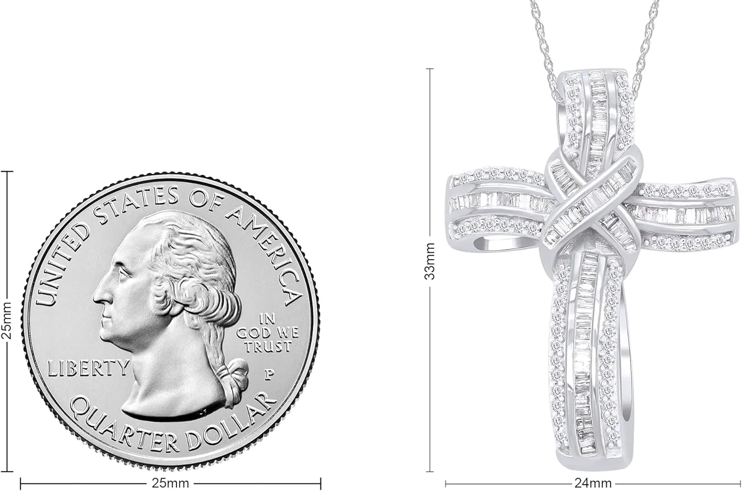 AFFY Infinity Cross Pendant Necklace, 1.00 Carat White Natural Diamond or Lab Grown Diamond Religious Cross Necklace in 14k Gold Over Sterling Silver (1 Ctw) Gift For Women & Men